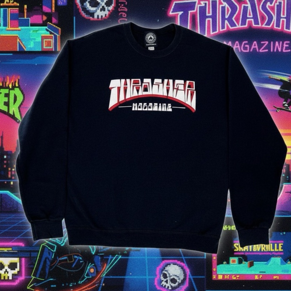 Vintage Thrasher Magazine Crewneck Sweatshirt Size Medium Graffiti Letters Spell